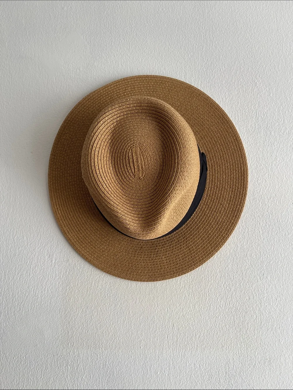 Women's Tan Straw Sun Hat with Black Band